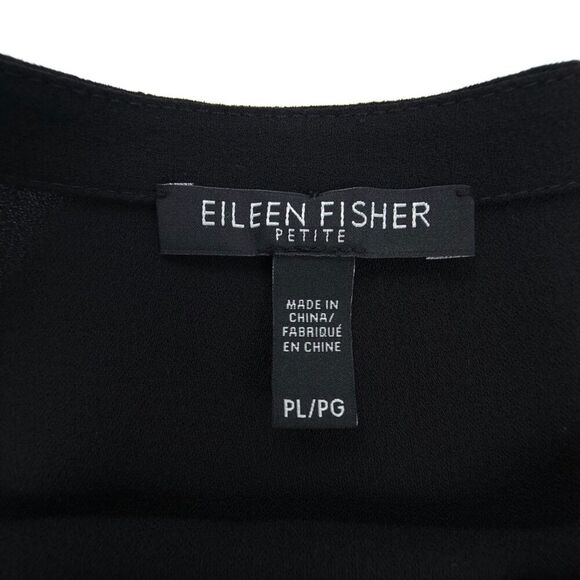 NEW Eileen Fisher 100% Silk Long Midi Tunic Dress Minimal Quiet Luxury Black LP - Picture 2 of 6